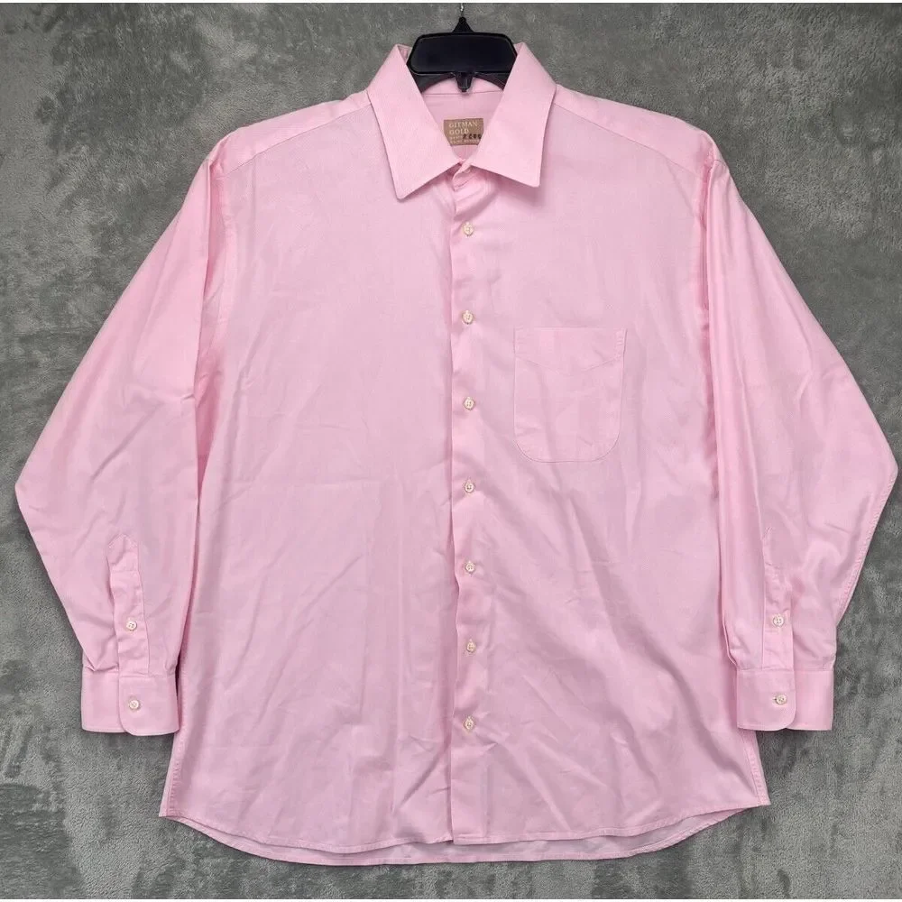 Gitman Gold Men's Shirt 17-34 Pink Master Shirt Makers Made In USA